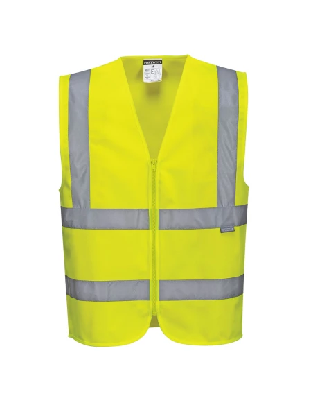 Gilet Hi-Vis avec zip couleur : Jaune taille L - PORTWEST