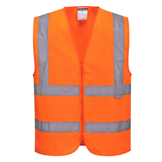 Gilet Hi-Vis avec zip couleur : Orange taille M - PORTWEST