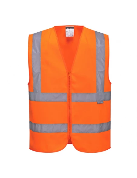Gilet Hi-Vis avec zip couleur : Orange taille XXXL - PORTWEST