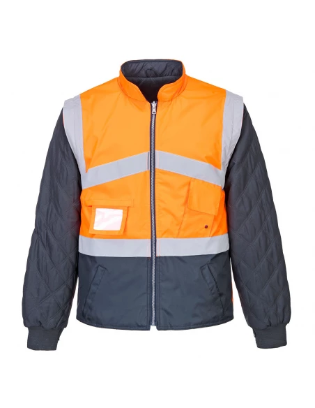 Gilet Hivis Bicolore Reversible couleur : Orange/Marine taille M - PORTWEST