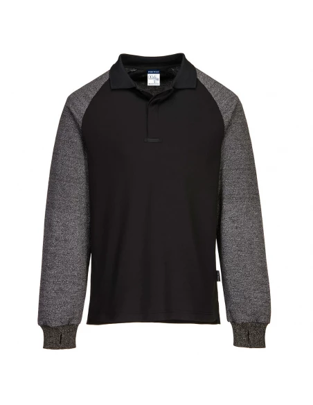 Polo à manches résistantes aux coupures couleur : Noir taille S - PORTWEST
