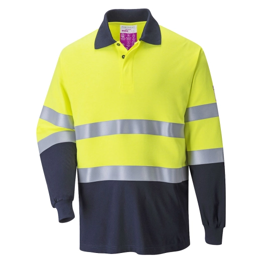 Polo bicolore antistatique résistant aux flammes couleur : Jaune/Marine taille 4XL - PORTWEST