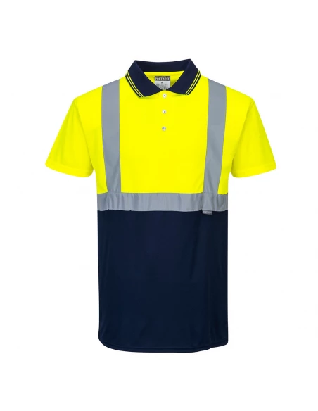 Polo Bicolore couleur : Jaune/Marine taille XXXL - PORTWEST