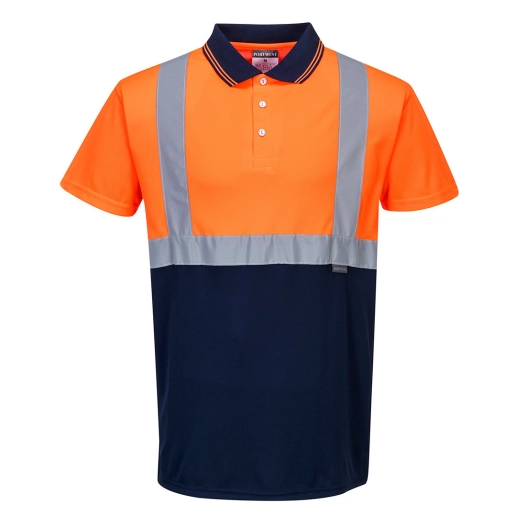Polo Bicolore couleur : Orange/Marine taille M - PORTWEST