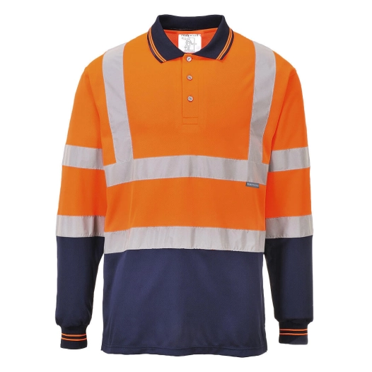 Polo bicolore manches longues couleur : Orange/Marine taille 4XL - PORTWEST