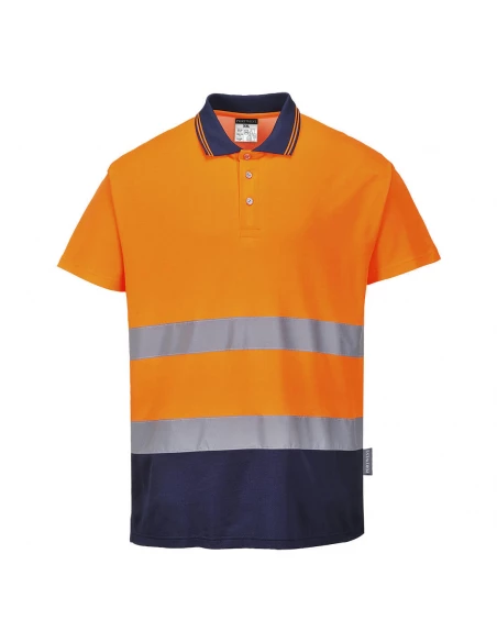 Polo coton comfort couleur : Orange/Marine taille XL - PORTWEST