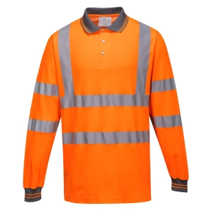 Polo coton majoritaire manches longues couleur : Orange taille S - PORTWEST