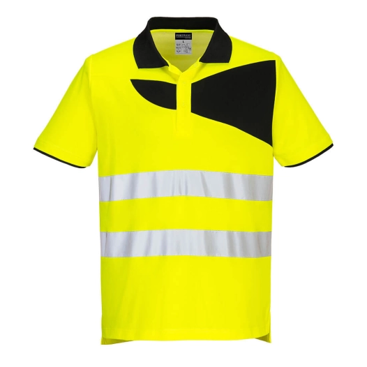 Polo haute visibilité PW2 M/C couleur : Jaune/Noir taille XXL - PORTWEST