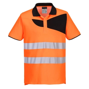 Polo haute visibilité PW2 M/C couleur : Orange/Noir taille S - PORTWEST
