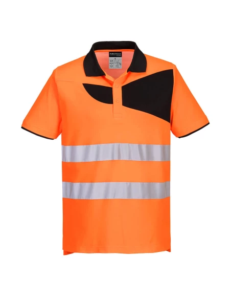 Polo haute visibilité PW2 M/C couleur : Orange/Noir taille XXXL - PORTWEST