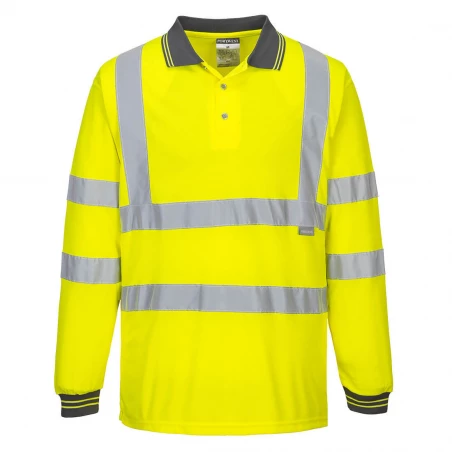 Polo HV Manches Longues couleur : Jaune taille 4XL - PORTWEST
