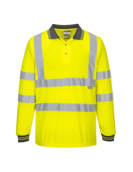 Polo HV Manches Longues couleur : Jaune taille XL - PORTWEST