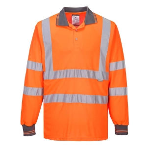 Polo HV Manches Longues couleur : Orange taille 4XL - PORTWEST