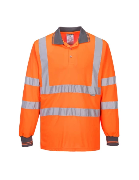 Polo HV Manches Longues couleur : Orange taille XXXL - PORTWEST