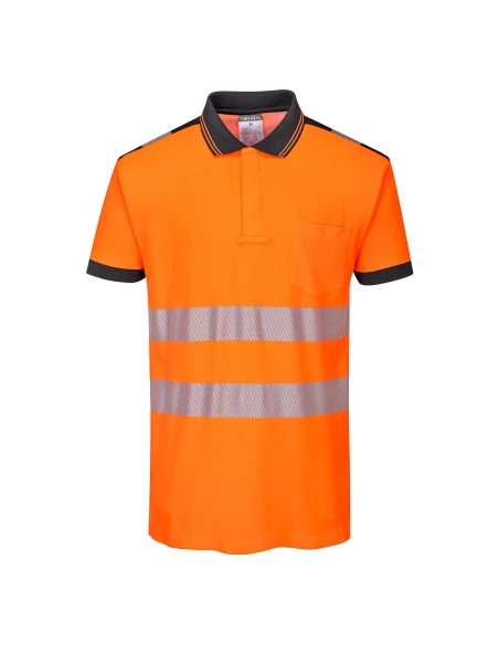 Polo HV PW3 couleur : Orange/Noir taille L - PORTWEST