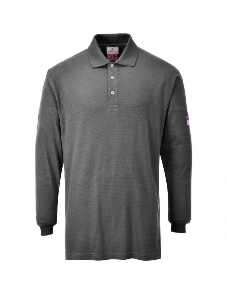 Polo manches longues antistatique résistant aux flammes couleur : Gris taille M - PORTWEST