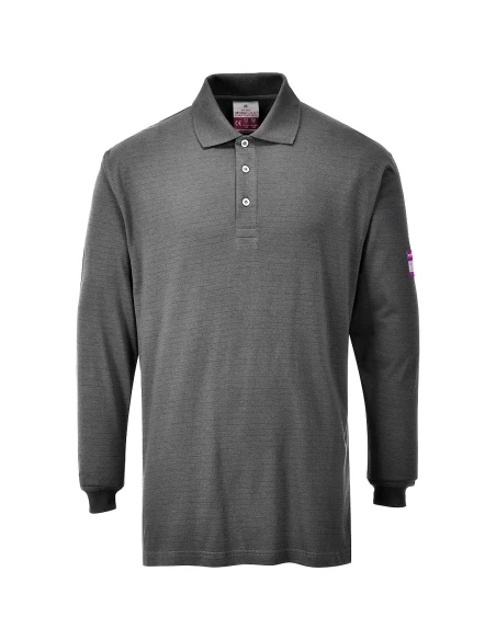 Polo manches longues antistatique résistant aux flammes couleur : Gris taille XXL - PORTWEST