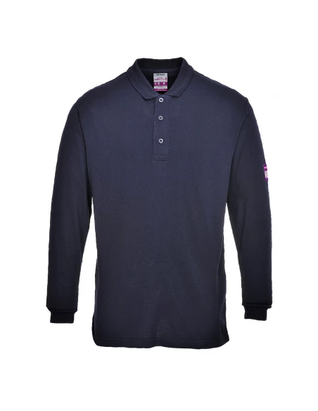 Polo manches longues antistatique résistant aux flammes couleur : Marine taille XL - PORTWEST