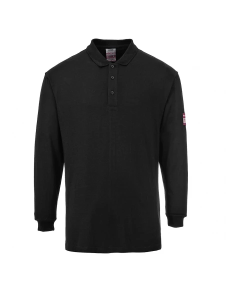 Polo manches longues antistatique résistant aux flammes couleur : Noir taille XL - PORTWEST