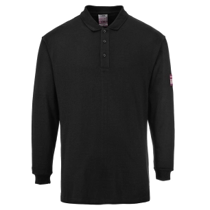 Polo manches longues antistatique résistant aux flammes couleur : Noir taille XXXL - PORTWEST
