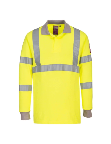 Polo manches longues FR antistatique et HiVis couleur : Jaune taille S - PORTWEST