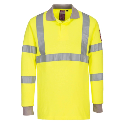Polo manches longues FR antistatique et HiVis couleur : Jaune taille XXXL - PORTWEST