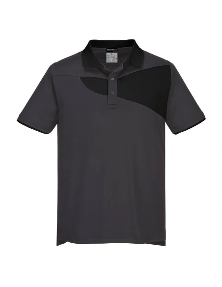 Polo PW2 M/C couleur : Gris Zoom/Noir taille L - PORTWEST