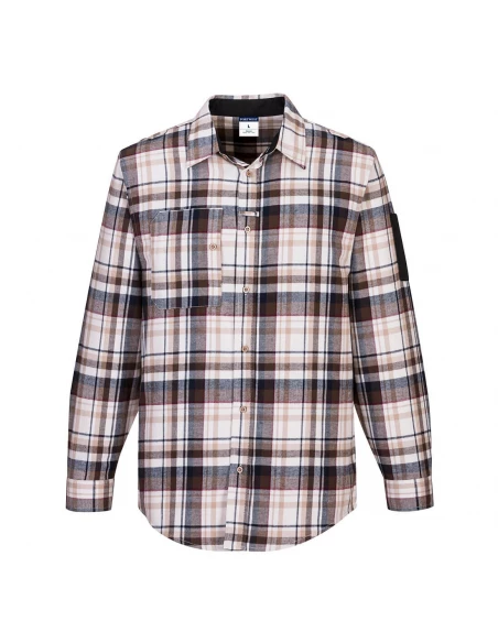 Chemise de travail à carreaux KX3 couleur : Carreaux marrons taille L - PORTWEST