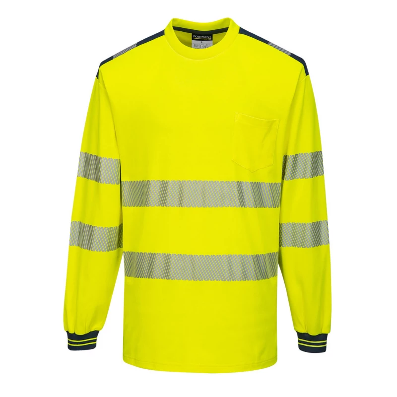 PW3 T-Shirt Haute Visibilité ML couleur : Jaune/Marine taille M - PORTWEST