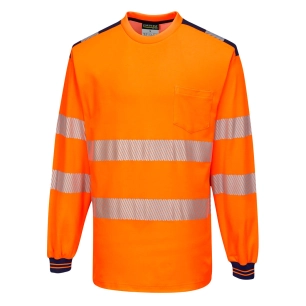 PW3 T-Shirt Haute Visibilité ML couleur : Orange/Marine taille L - PORTWEST