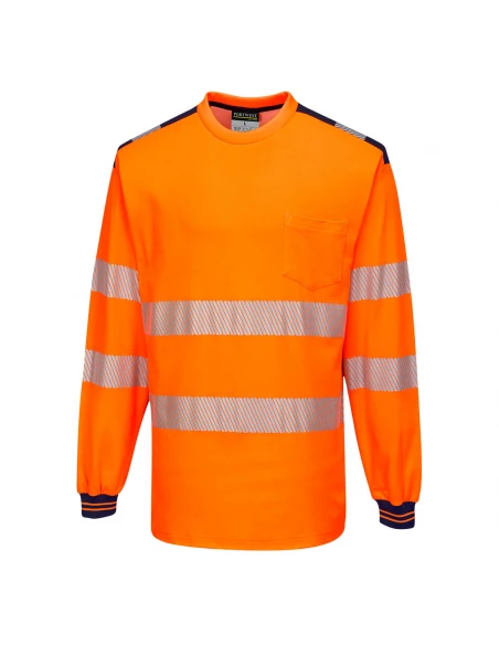 PW3 T-Shirt Haute Visibilité ML couleur : Orange/Marine taille S - PORTWEST
