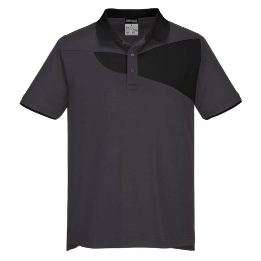 Polo PW2 M/C couleur : Gris Zoom/Noir taille XL - PORTWEST
