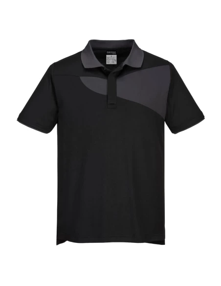 Polo PW2 M/C couleur : Noir/ Zoom Gris taille M - PORTWEST