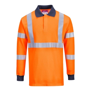 Polo résistant à la flamme avec norme RIS couleur : Orange taille L - PORTWEST