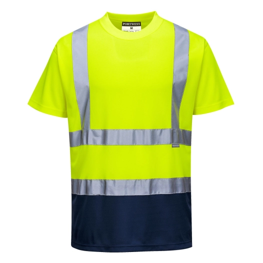 T-shirt bicolore couleur : Jaune/Marine taille M - PORTWEST