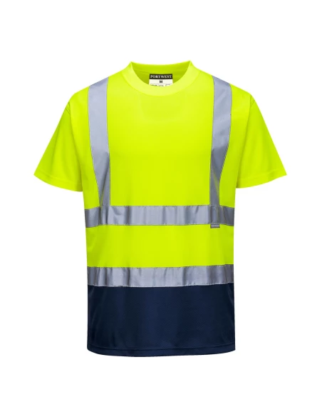 T-shirt bicolore couleur : Jaune/Marine taille XXL - PORTWEST
