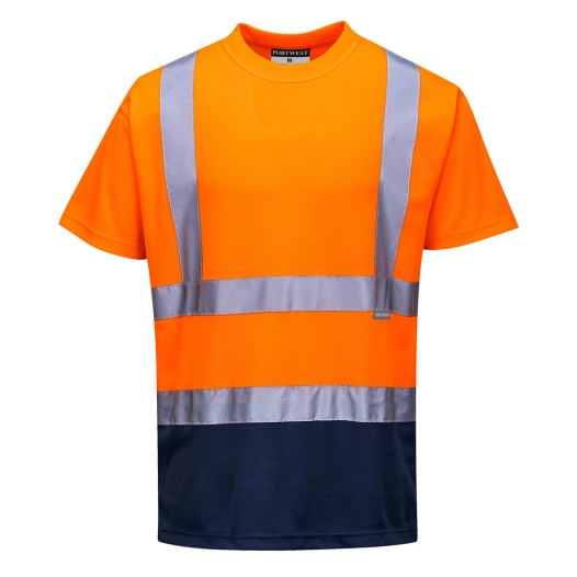 T-shirt bicolore couleur : Orange/Marine taille XL - PORTWEST