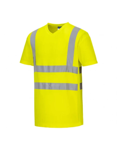 T-shirt col V avec empiècements latéraux en maille aérée couleur : Jaune taille 4XL - PORTWEST