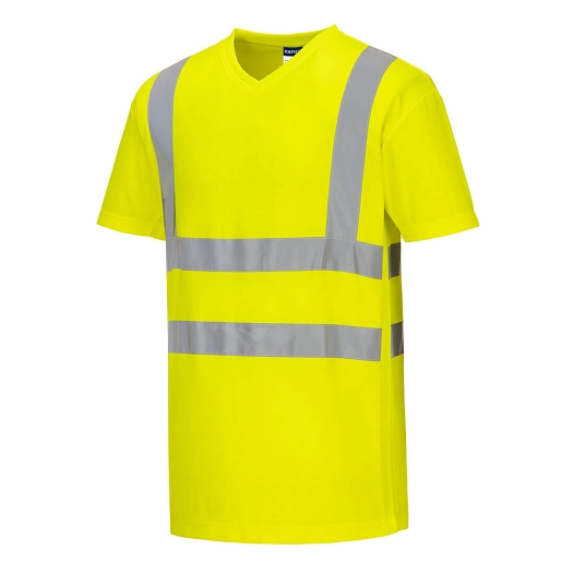 T-shirt col V avec empiècements latéraux en maille aérée couleur : Jaune taille S - PORTWEST