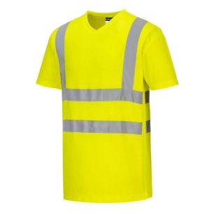 T-shirt col V avec empiècements latéraux en maille aérée couleur : Jaune taille S - PORTWEST