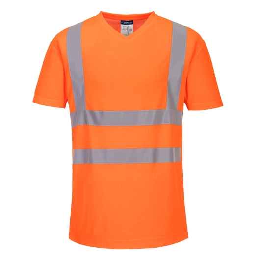T-shirt col V avec empiècements latéraux en maille aérée couleur : Orange taille 4XL - PORTWEST