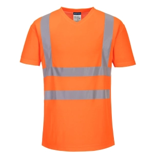T-shirt col V avec empiècements latéraux en maille aérée couleur : Orange taille XXXL - PORTWEST