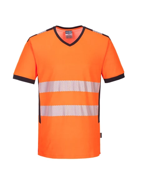 T-shirt col V PW3 Hi-Vis couleur : Orange/Noir taille XXL - PORTWEST
