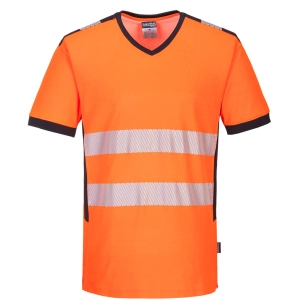 T-shirt col V PW3 Hi-Vis couleur : Orange/Noir taille XXXL - PORTWEST