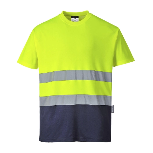 T-shirt coton bicolore couleur : Jaune/Marine taille XS - PORTWEST