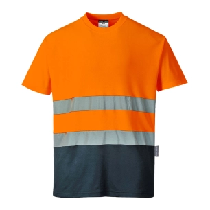 T-shirt coton bicolore couleur : Orange/Marine taille XXL - PORTWEST