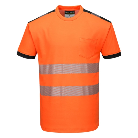 T-Shirt HV PW3 couleur : Orange/Noir taille 4XL - PORTWEST
