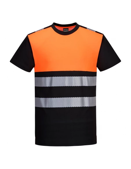 T-shirt PW3 haute visibilité classe 1 couleur : Noir/Orange taille XL - PORTWEST