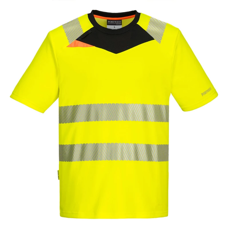 DX4 Tee-shirt Haute Visibilité S/S couleur : Jaune/Noir taille XXXL - PORTWEST