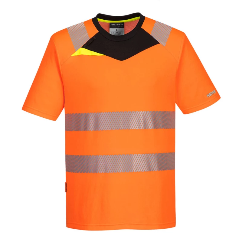DX4 Tee-shirt Haute Visibilité S/S couleur : Orange/Noir taille XL - PORTWEST
